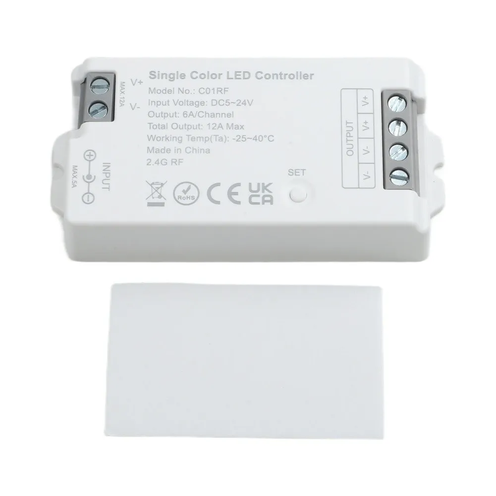 マルチゾーン対応のrfリモコン。30メートルの通信範囲。コンパクトな設計。dc5v、12v、24v入力に対応。rgb-ledストリップコントローラー。