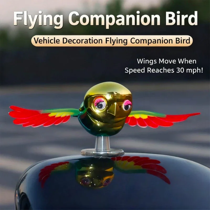

Wind-Up Waving Wings Little Bird Car Ornament For Rearview Mirror & Roof Universal Auto Exterior Decor For Car EV Motorcycle