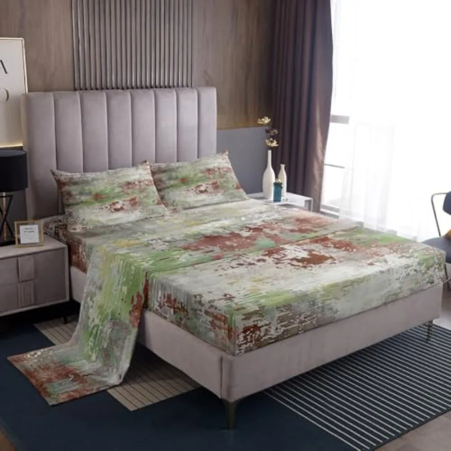 

Modern Abstract Bedding Set King Bed Sheets Set, Brown Green Watercolor Pastel Tie Dye Sheet Set for Boys Girls Vinatge Pastel