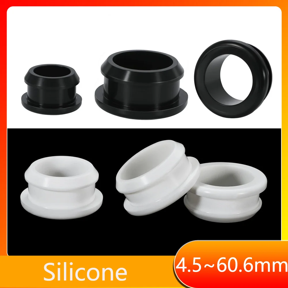 White/Black Silicone Rubber Snap-on Grommet Bung Wire Cable Protect Bush 4.5/5/5.5/6.5~60.6mm Hole Plugs End Caps Sealed Gasket