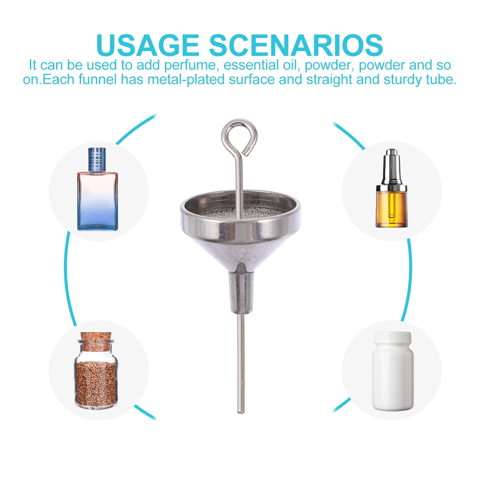 

10 Pcs Miniature Funnel Set for Perfume Essential Oil Funnels Small Stainless Steel