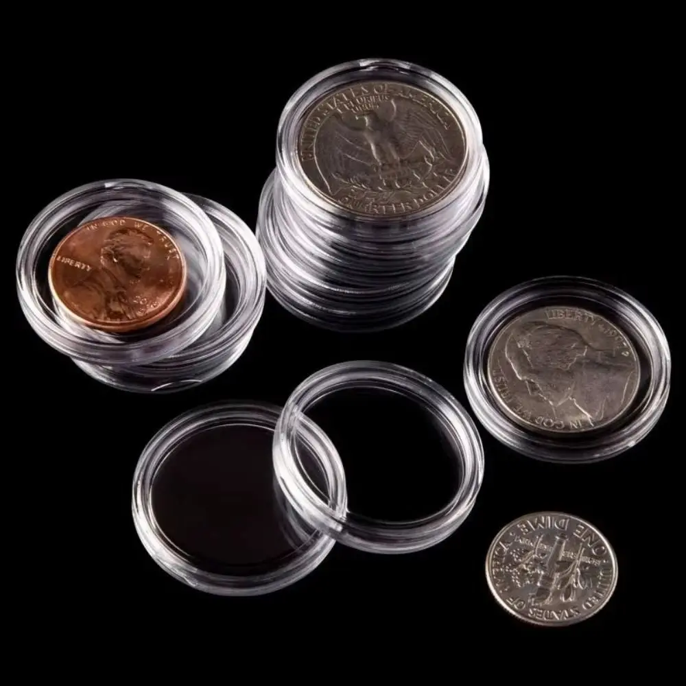 10PCS Clear Plastic Coinning Capsules Acrylic Coin Capsule Coin Case Coinning Cases Holders Protector Coinning Storage Box