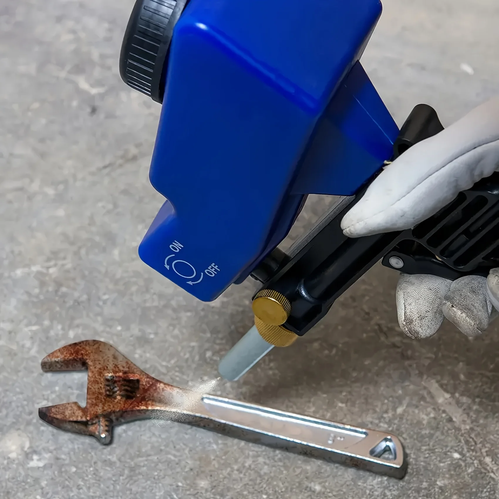 600CC Sandstrahlpistole, tragbarer Luftsandstrahler mit Schwerkraftzufuhr, Werkzeug zur Entfernung von Rost und Farbe für die Reinigung von Autos, Metall und Holz – Detail 7