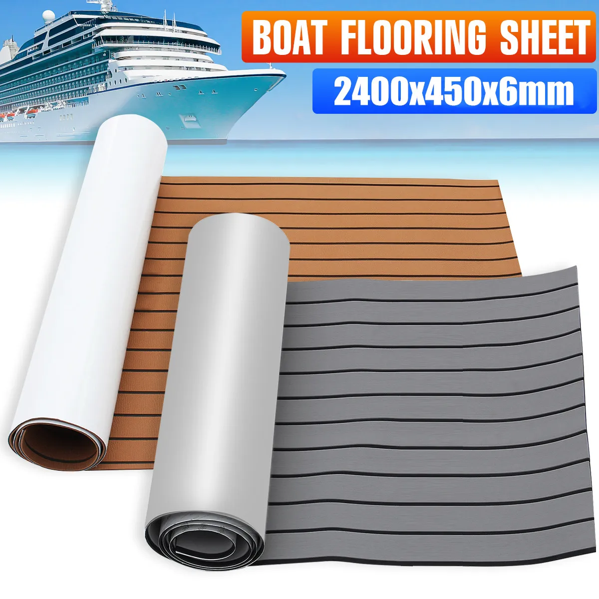 

EVA Foam Boat Flooring Faux Teak Decking Sheet Pad For Yacht RV Boat Marine Self Adhesive Boat Flooring Mat 2400x450x6mm