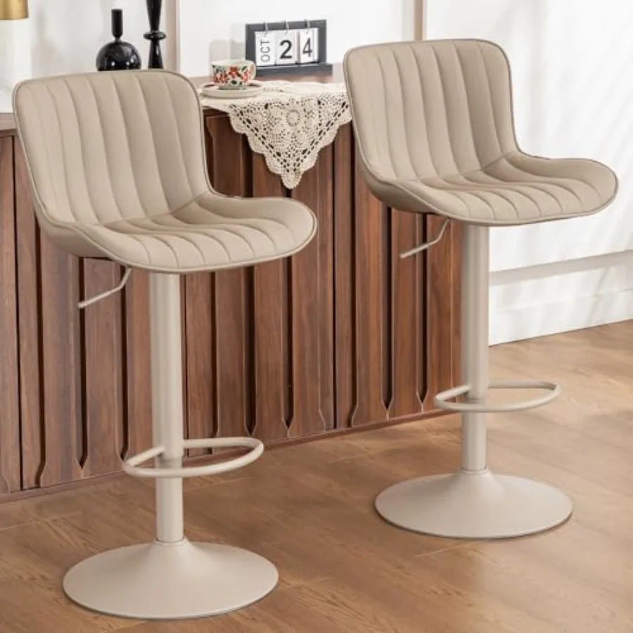 

Bar Stools Set of 2 Counter Height Barstools for Kitchen Island Modern Adjustable Swivel Khaki Bar Chairs with Khaki Legs