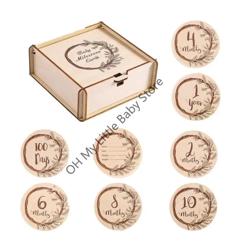 

M76C 8pcs Baby Photo Props Медведь/листовые вехи фотокарта.