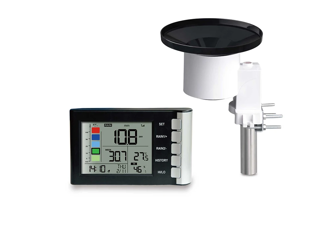 MISOL Wireless Rain Gauge Rain Gauge with LCD display,weather station with Indoor Thermometer and Hygrometer