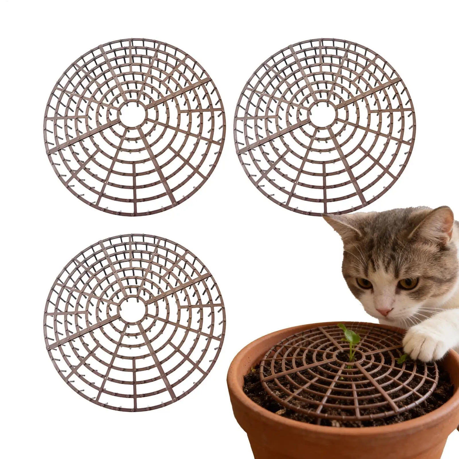 4pcs Breathable Protective Cuttable Plant Protector  Cat-proof flower pot cover Flower Pot Soil Covering Pot Lids Soil Guard