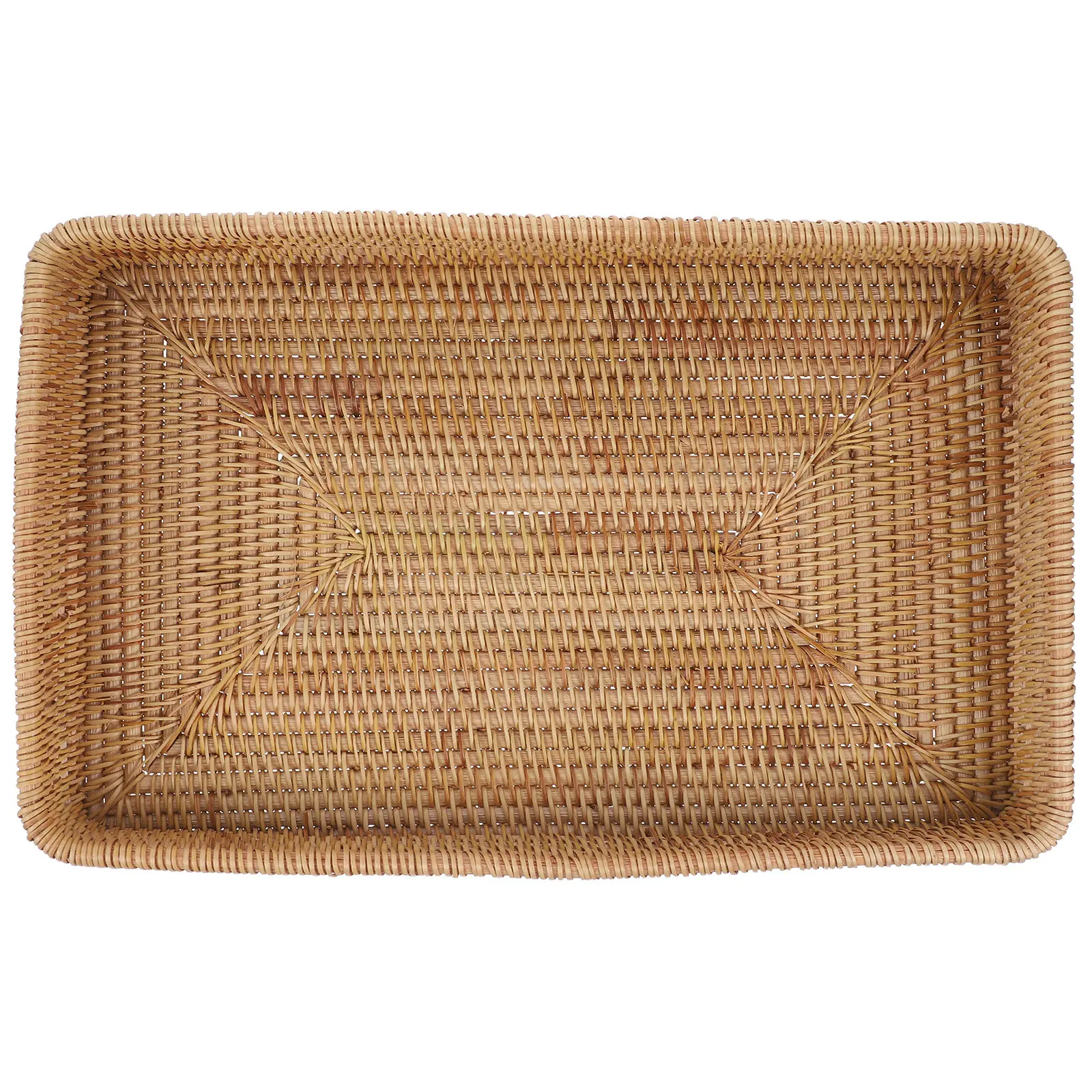 Home Decor Rattan - صينية مستطيلة كبيرة منسوجة يدويًا من