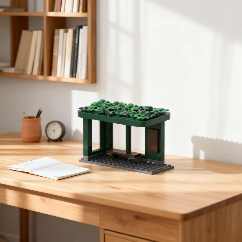 

152pcs MOC City Charming Little Bus Stop Green Roof Model Toy Building Festival Gifts Blocks Construction Idea Education