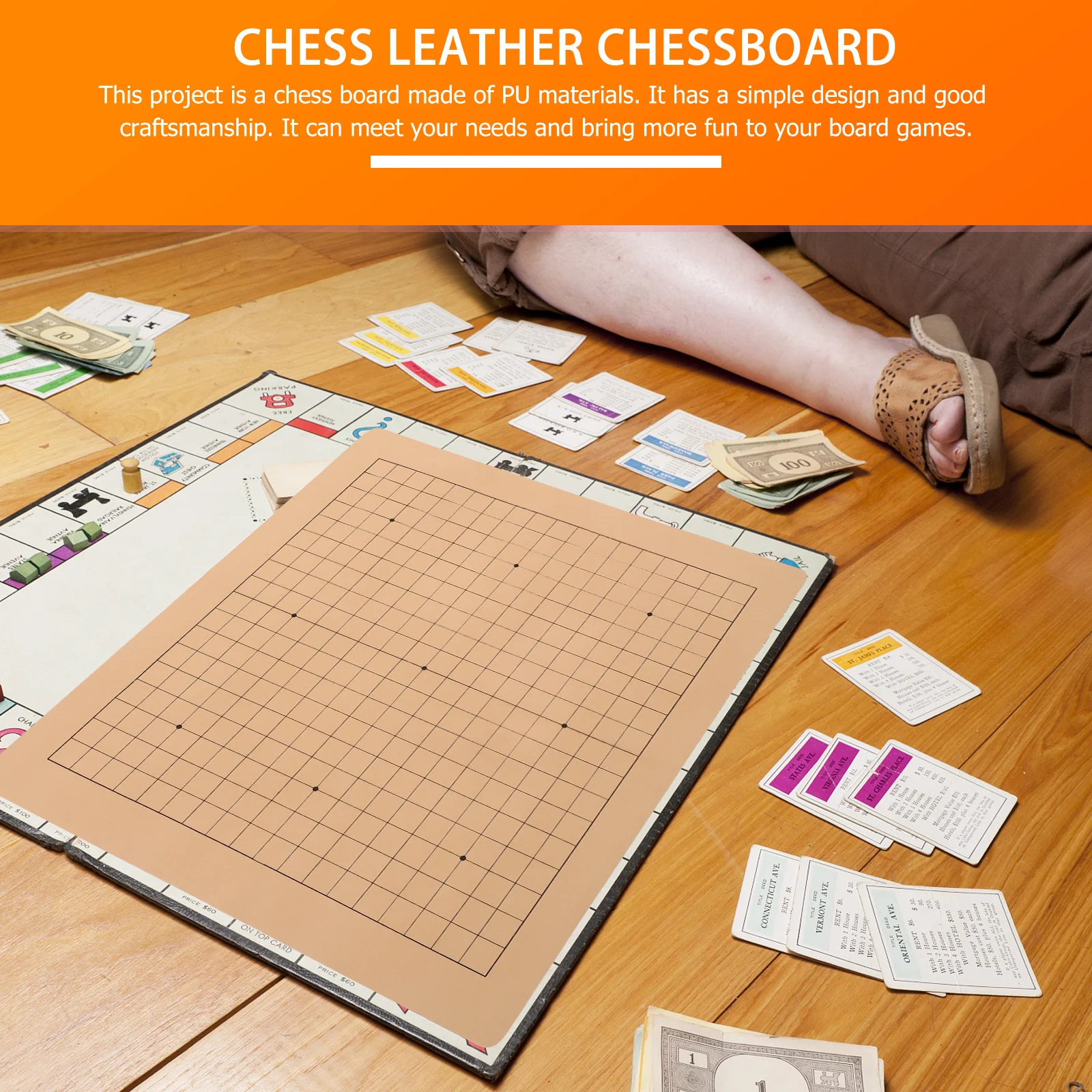 Folding Dual-Sided Pu Chessboard For Chinese Chess Weiqi Board Foldable Game Accessories Durable Practical Board