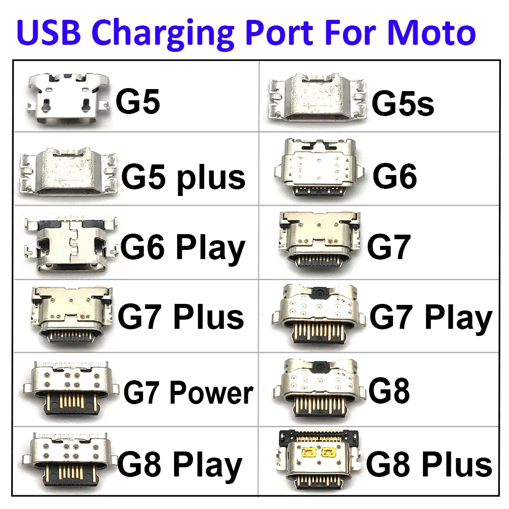 20pcs Micro USB Connector For Motorola Moto G5 G5S G5S G6 G7 Plus G8 G9 Power E7 Edge Mobile Phone USB Jack Charging Socket Plug