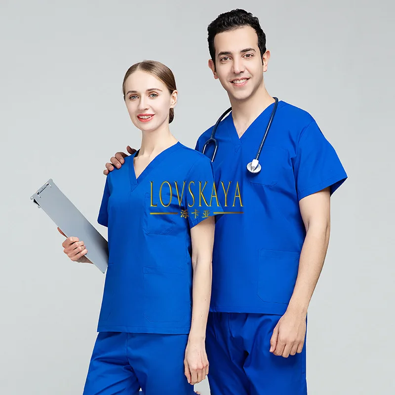 Summer thin nurse work uniform split set operating room hand wash clothes female surgical uniform polyester cotton