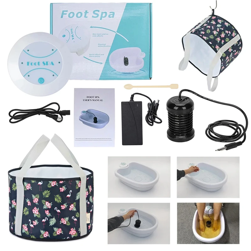 折りたたみ式洗面器付きデトックスイオンフットスパバスマシン、振動フットバスspaクリーンアレイヘルスセラピーフットスパマッサージャーリラクゼーション