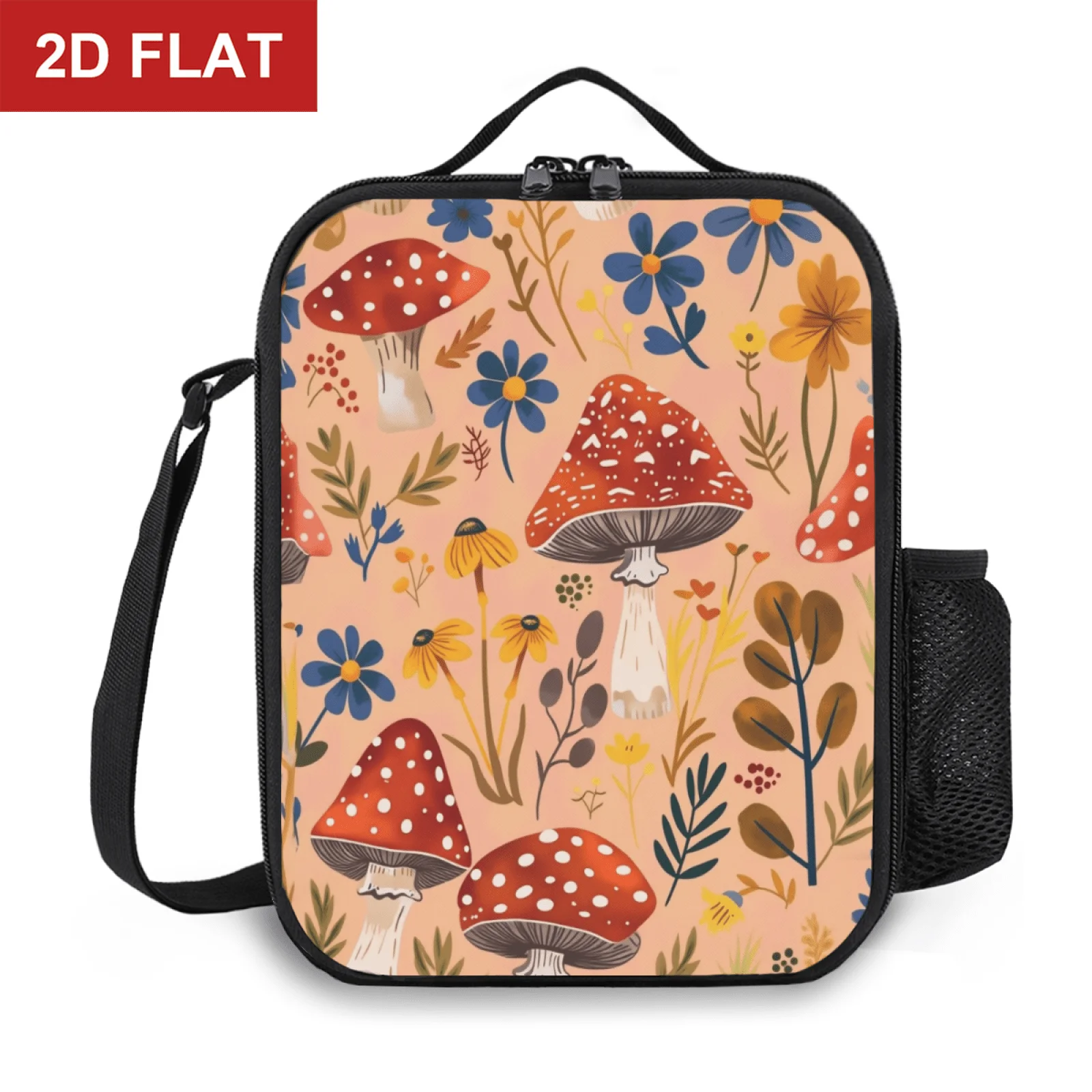  Mushroom Pattern Lunch Bag Cloth Meal Pack Suitable for Picnic Commuting Thermal Cooler Lunch Tote Office Picnic Travel