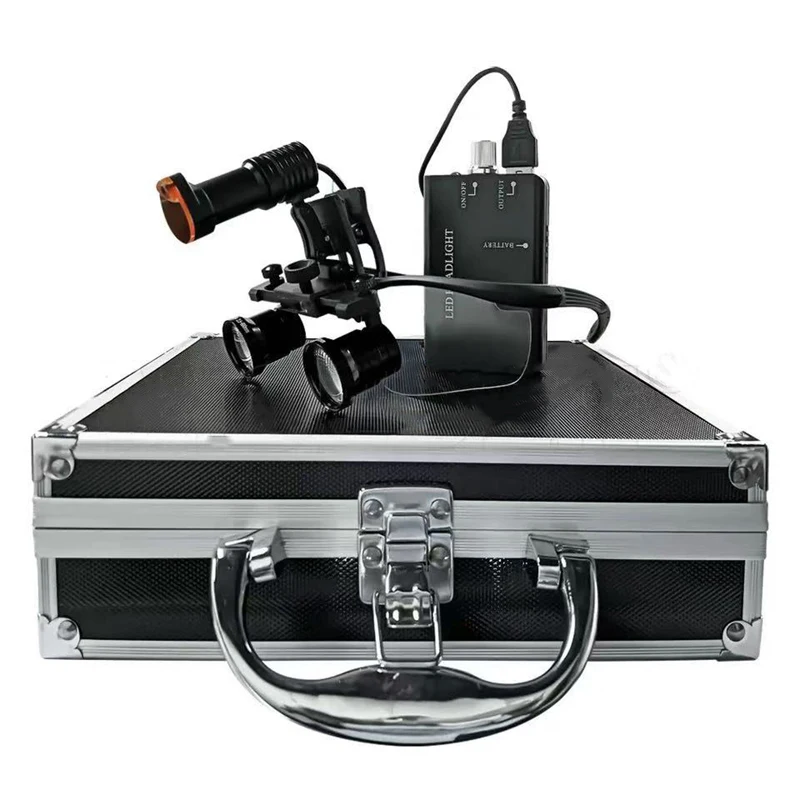 2.5X-3.5X Zoom Dental Loupes Magnifier Working Distance 350~600 mm Surgical Medical Magnifying Glasses Lens with 5W Headlight