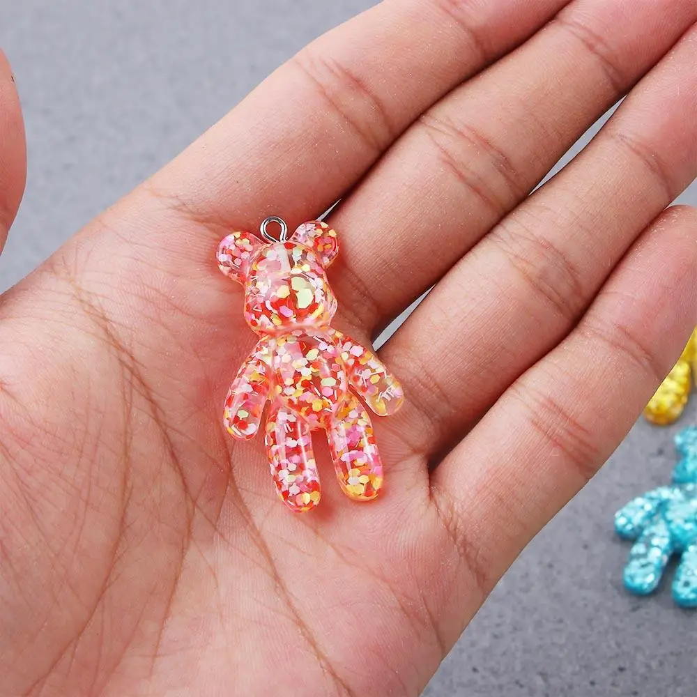 Glitter Flatback Keyring DIY Making Jewelry Accessories Little Bears Pendant DIY Drop Necklace Bracelets Charm Bear Keychain