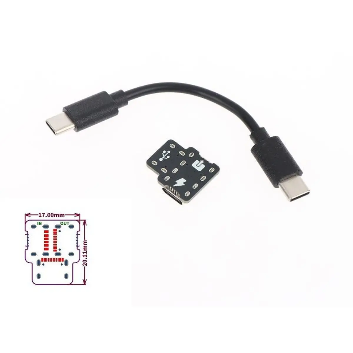 11·11COUPON Type C Power Splitter 1 in 2 Out USB Module Plug and Play Dual Device Charging Adapter