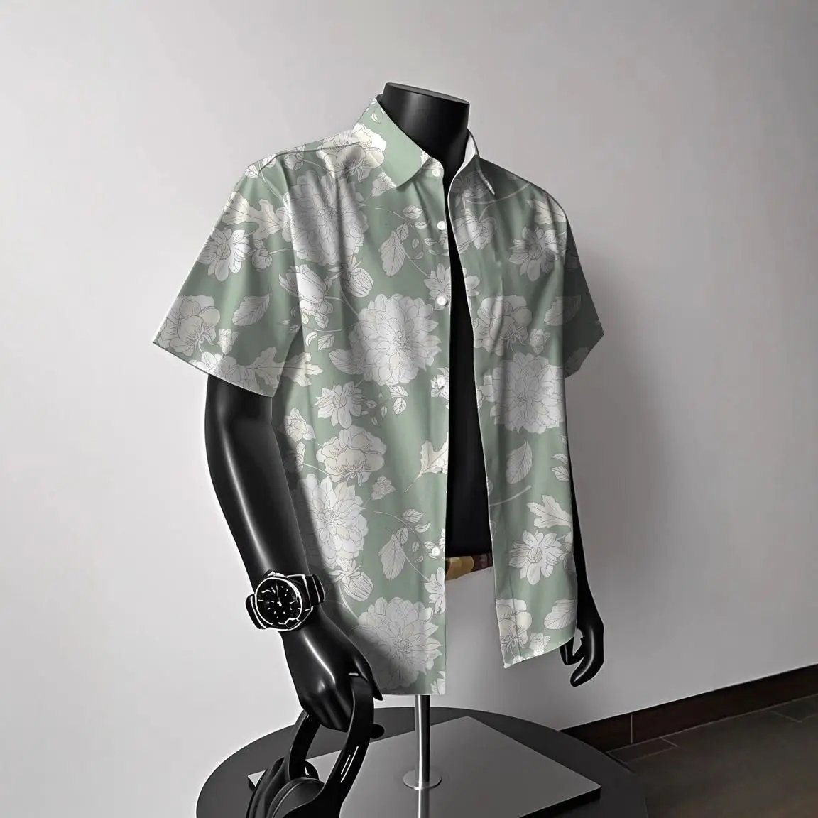 

Retro Ice Silk Floral Beach Shirt Men's Summer Vacation Casual Loose Fit Polyester Fiber Five Sleeve Length Youth Trendy