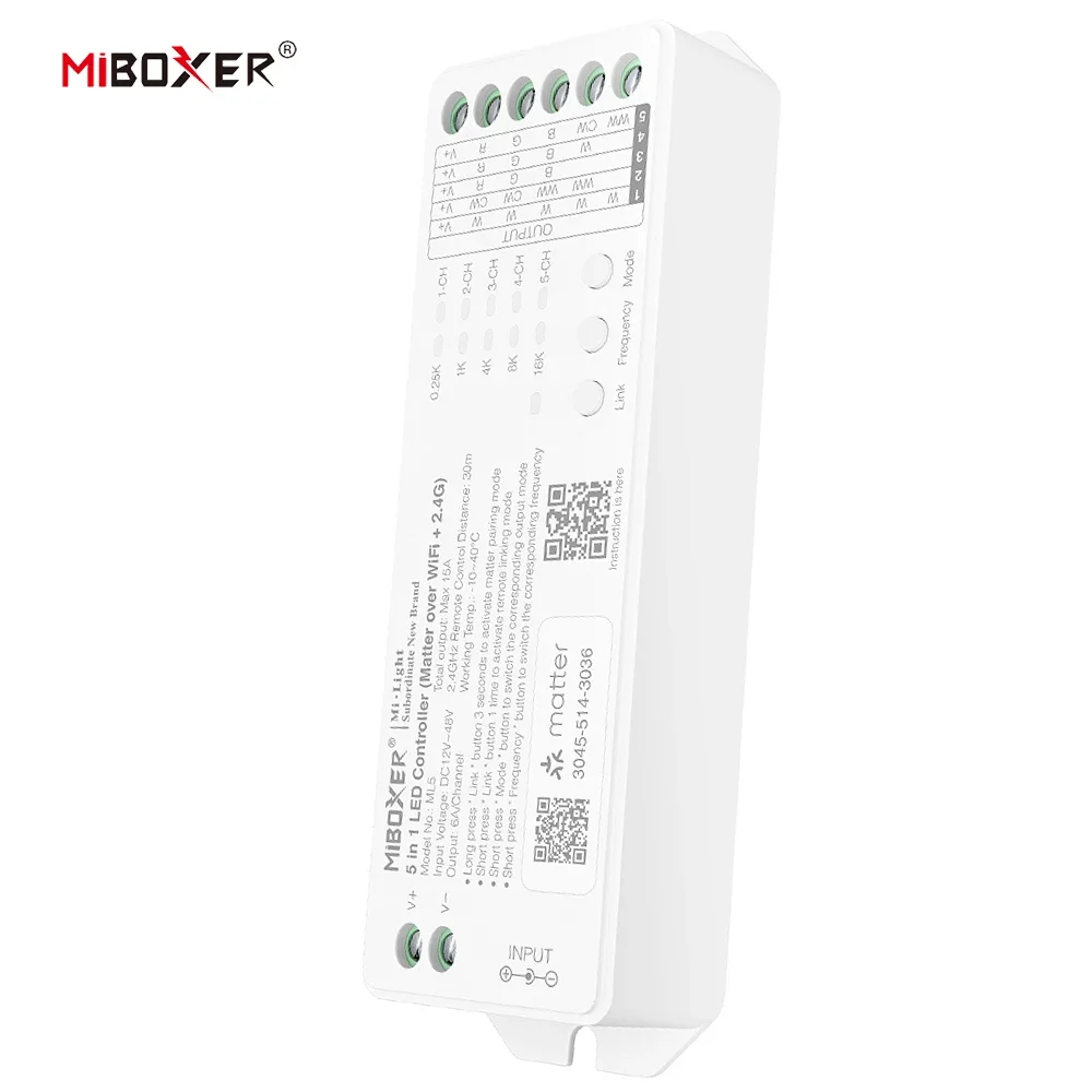 teopek Miboxer 5-in-1-LED-Controller LS2 2,4 G/ ZL5 Zigbee + 2,4 G / WL5 WLAN + 2,4 G 12–24 V Alexa/Google Assistant/Sprachsteuerung 15 A 10