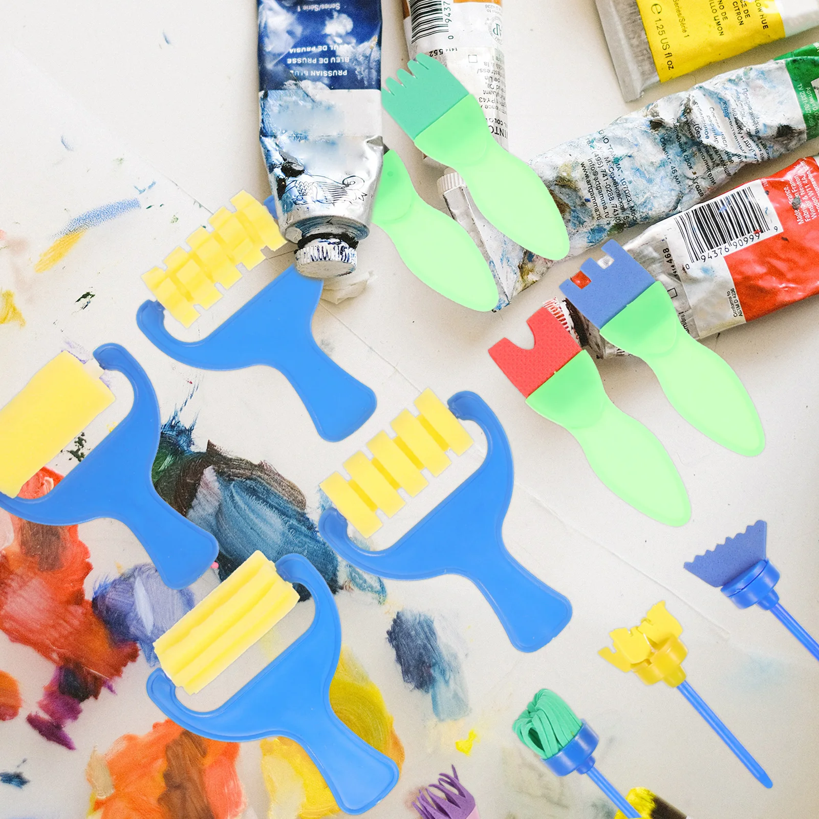 

1Set Children Painting Sponge Roller Brushes Set for DIY Art Painting Drawing Kit Paint Brush Paint Sponge Brush