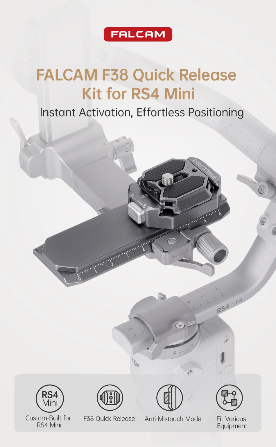 FALCAM F38 Schnellwechsel-Kit für DJI RS4 Mini-Stabilisator mit Anti-Mistouch-Modus, dreistufige Positionierungssteckplätze – Detail 1