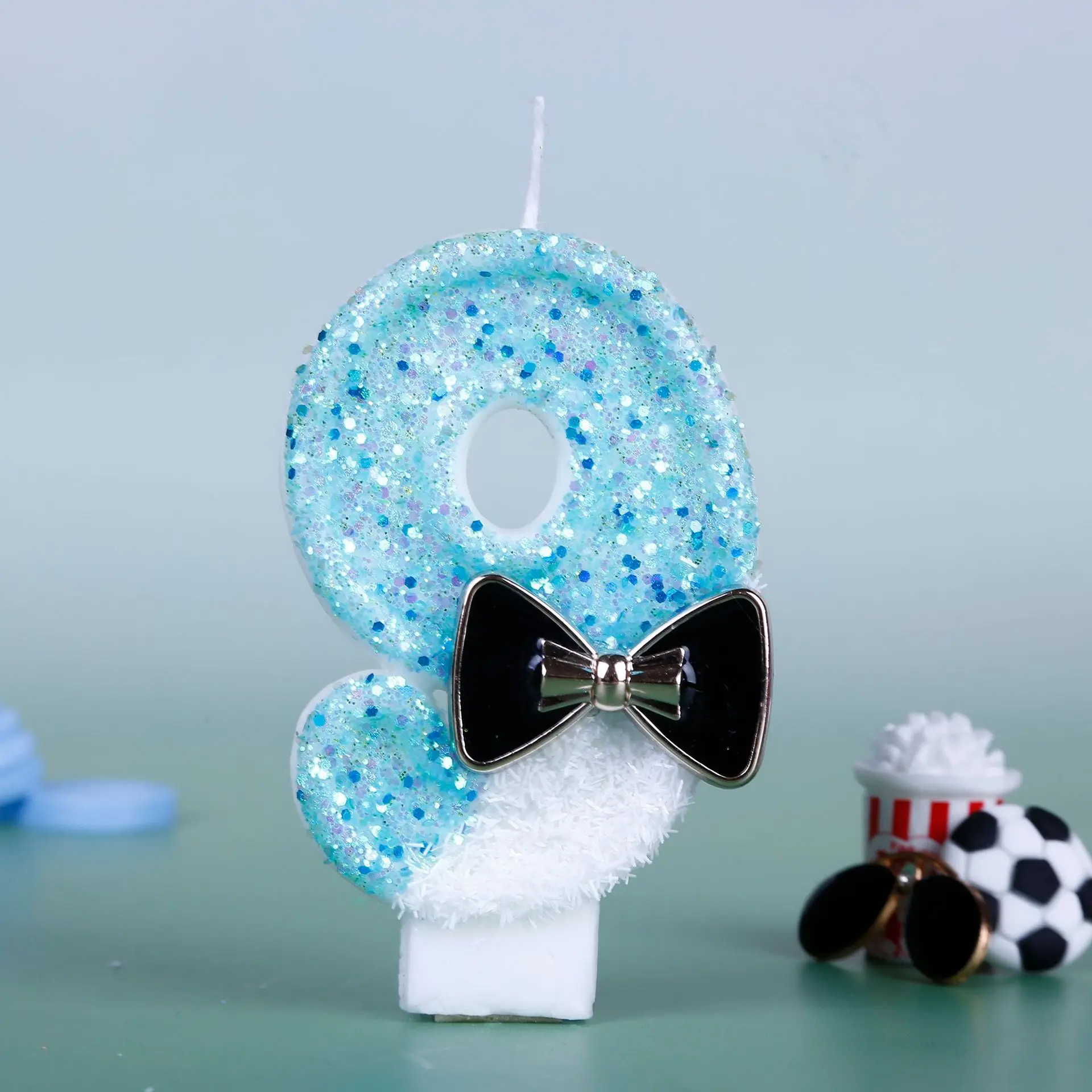 Black tie digital candle birthday cake decoration
