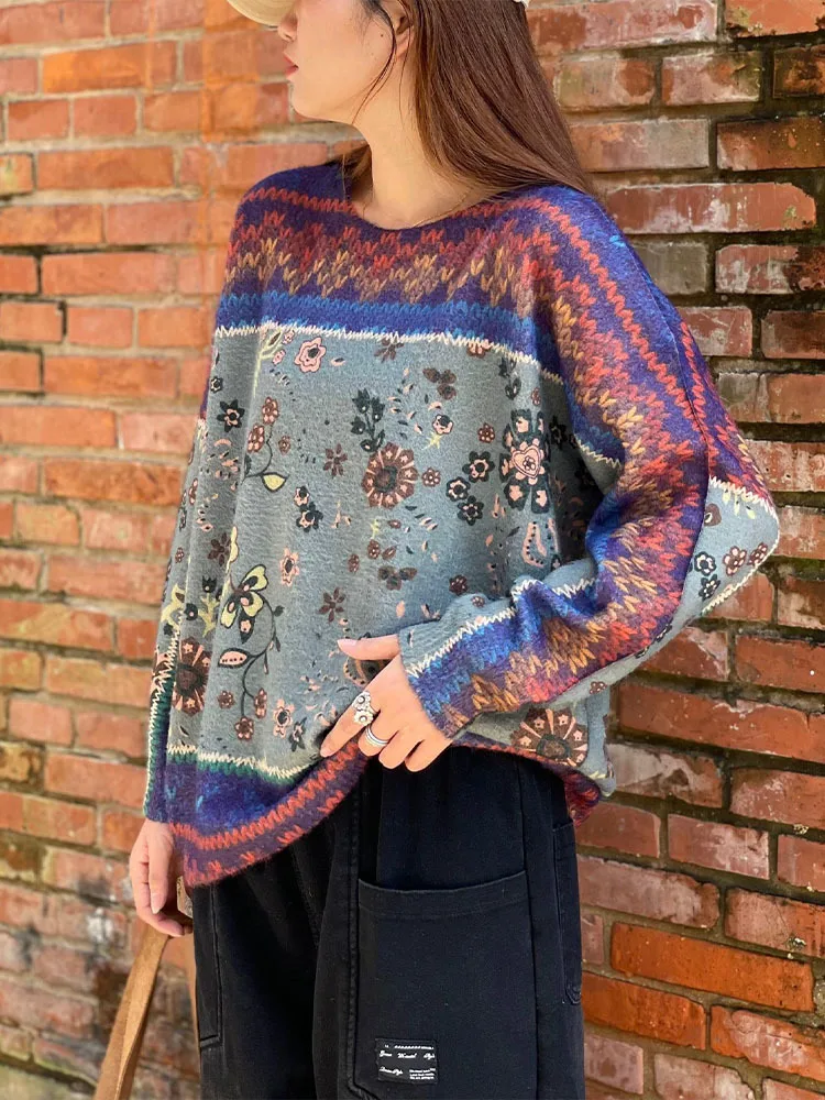 Max LuLu 2023 Spring Fashion Knitwear Womens Loose Printed Warm Sweaters Ladies Leisure Floral Pullover Luxury Classic Jumpers