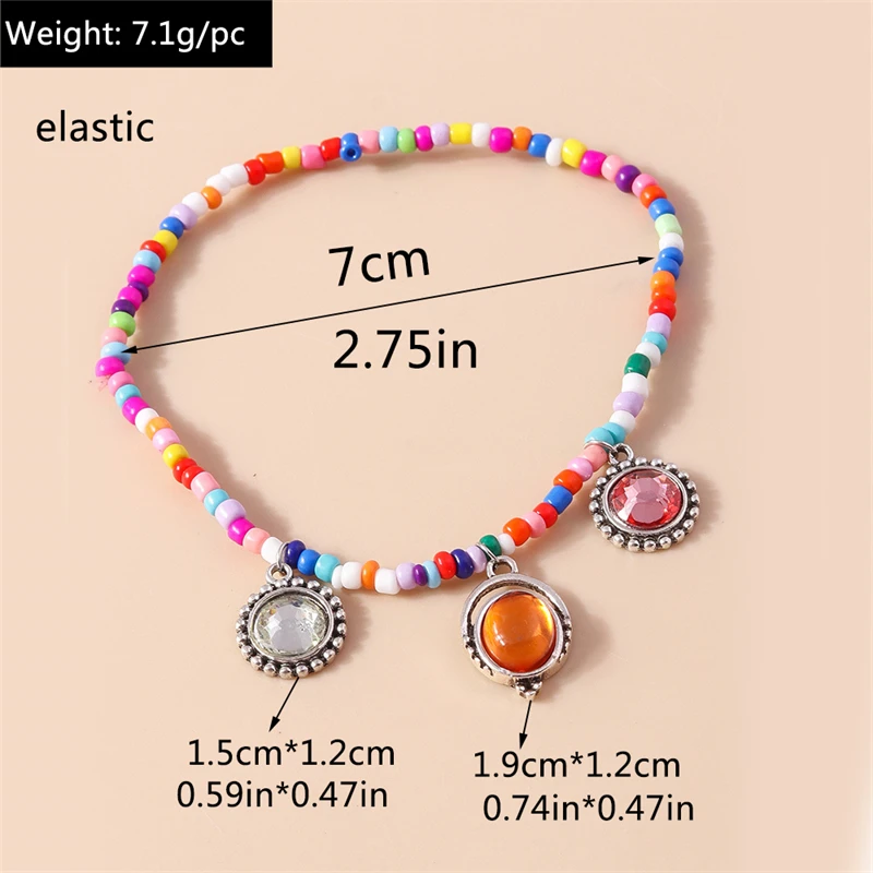 Böhmische handgefertigte Perlen-Fußkette für Frauen, runde Kristallanhänger, Fußkette, Armband für Mädchen, Urlaubs-Schmuckgeschenke – Detail 3