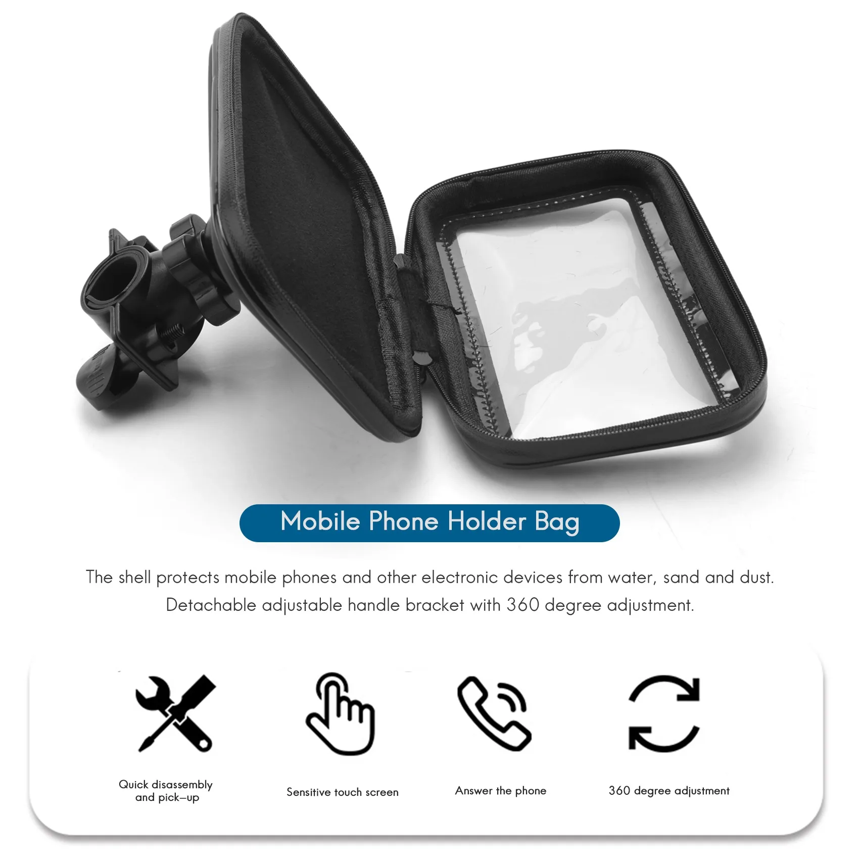 Top-Rated Motorcycle Bike Handlebar 5.5 Inch Waterproof Bag Case Cell Phone Gps Mount Holder