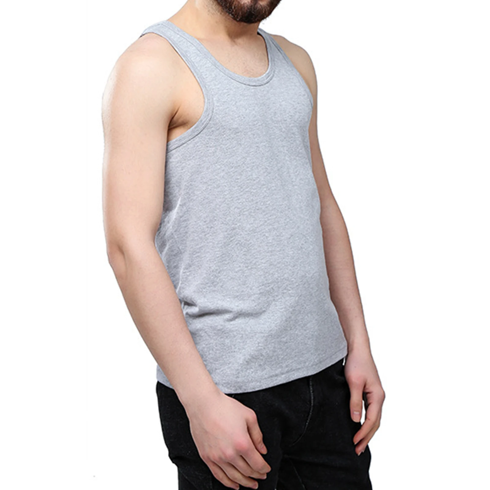 Fashionable Round Neck Tank T-Shirt Comfortable and Skin Friendly Tank T-Shirt for Highlighting Your Shoulders Back