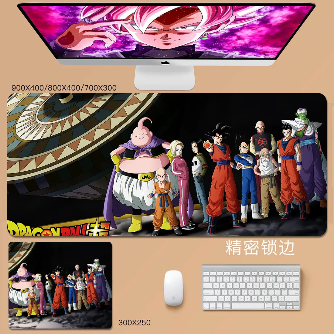 Hochauflösendes Druck-Mauspad mit Dragon Ball Anime-Motiven, Son Goku, Vegeta, Bulma, Broly, Übergroßes Tastaturpad, Bürotischunterlage
