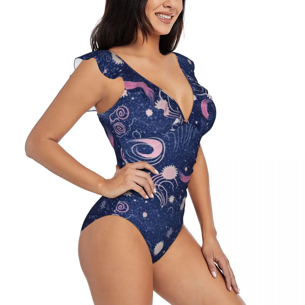 

Ruffle 2023 Women Sexy One Pieces Swimsuit Swimwear Female Clouds And Stars Monokini Bathing Suit Beachwear