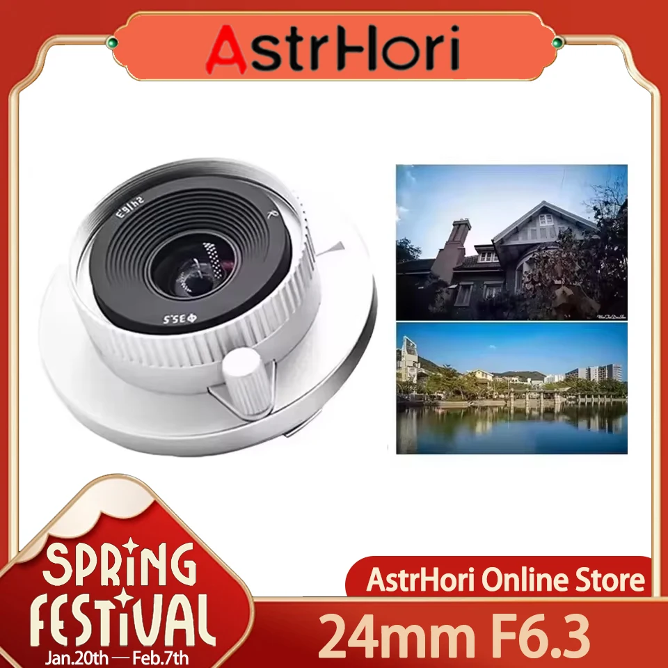 AstrHori 24mm F6.3 Full Frame Manual Focus Pancake Rangefinder Focus Wide Angle Lens for Wedding Business Architecture Sports