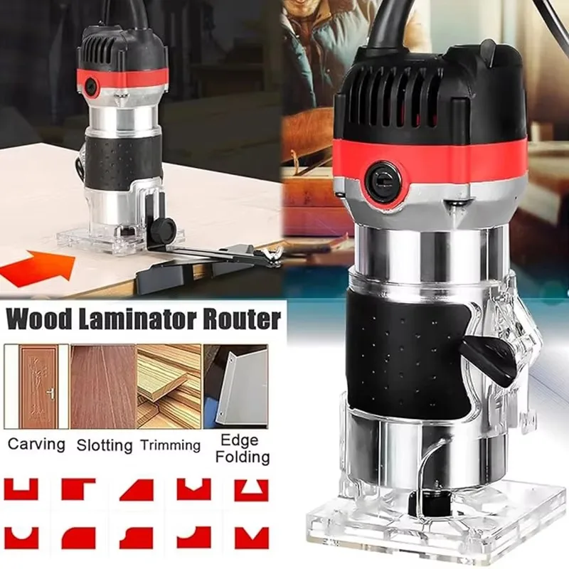 Electric Copper Wood Trimmer & Grooving Machine Wood Milling Slotting Machine - Electric Router Engraving Tool for Woodworking