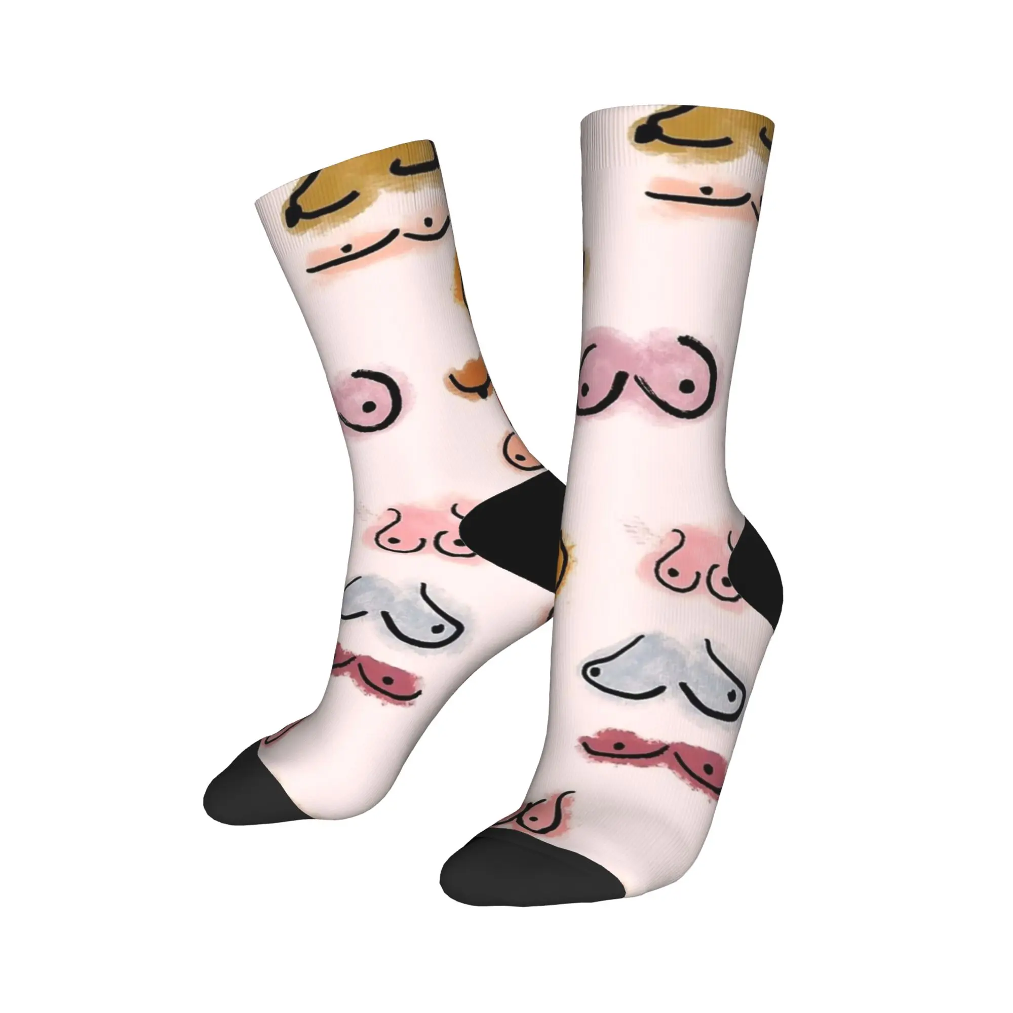 Adults Men Socks Boobies Watercolor Print  Stockings Spring Fashion Warm Soft Socks Design Cycling Non Slip Socks