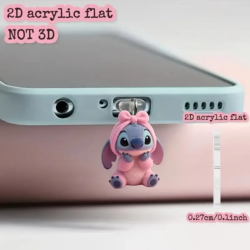 Stitch Phone Dustproof Plug for IPhone Type-c New Disney Anime 2D Plane Type C Android Charging Port Dustplugs Ornaments Gift