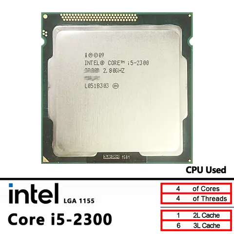 Intel Core i5-2300 Used i5 2300 2.8 GHz Quad-Core CPU  6M 95W LGA 1155