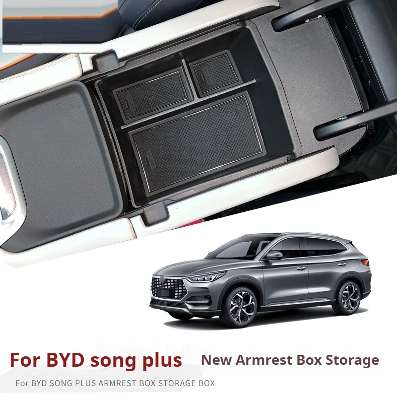 Car Armrest Box Storage Box for BYD Song Plus DM-i 2022 Central Control Storage Box Glasses Keys Storage and Organization