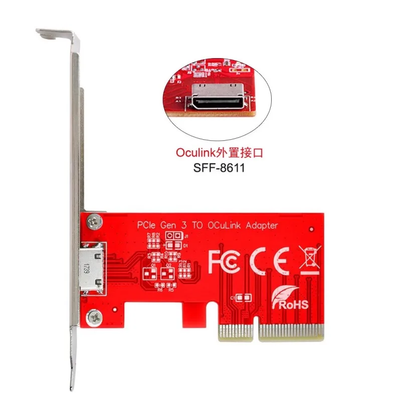 External Oculink SFF-8612 SF-8611 to PCI-E 3.0 X4 adapter with baffle adapter card