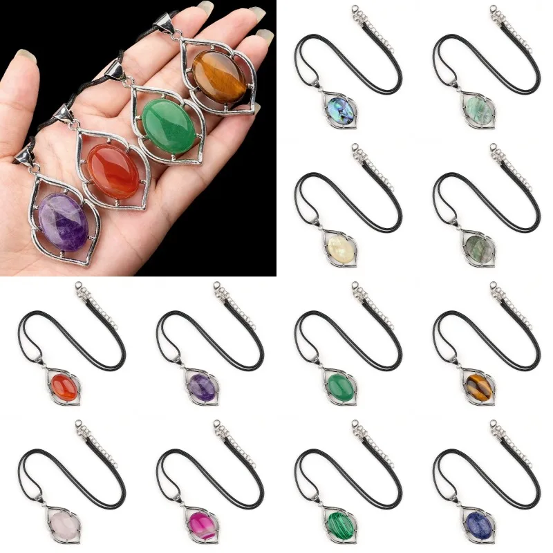 10pcs Natural Stone Tear Drop Pendant Abalone Shell Waterdrop Agate Gemstone Charms Necklace for Women Handmade Jewelry Making