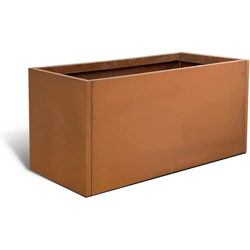 

Corten Steel Planter Box Metal Outdoor Large Rectangular Rustic Durable Antique Detached for Commercial Residential Patio Deck