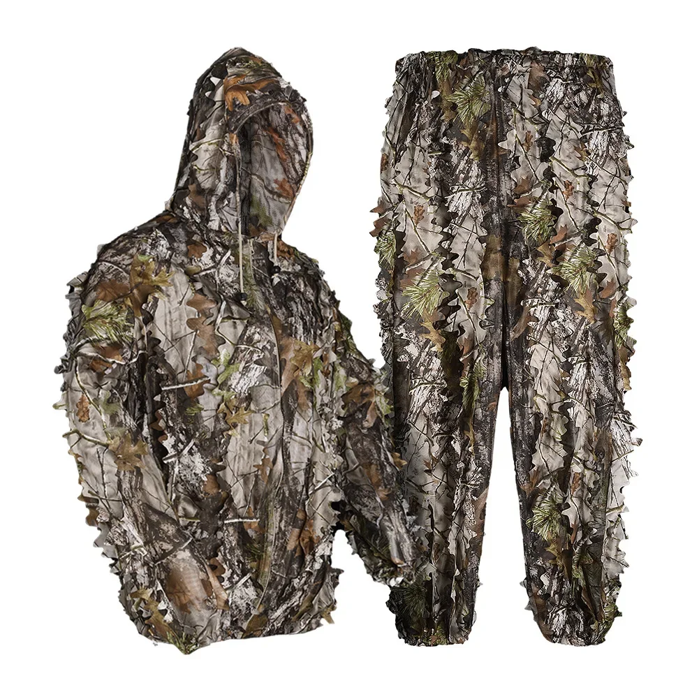 Hunting Jacket For Men 2024 New Autumn 3D Camouflage Ghillie Suit Realistic Tree Camo Training Tracksuit High Quality