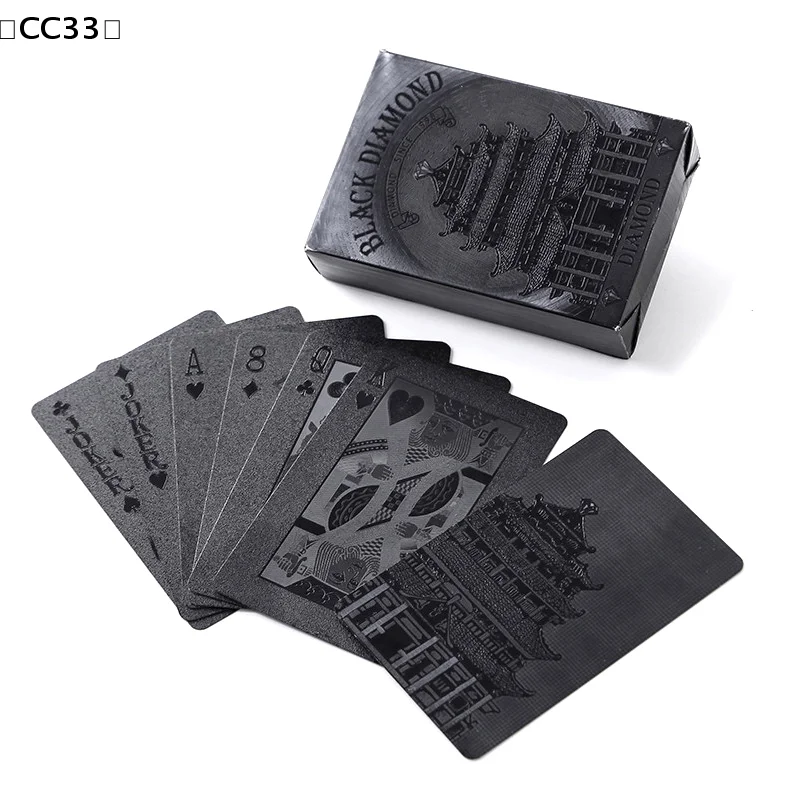 Nuevas cartas de póquer negras sin colores, impermeables, de plástico PET/PVC, recuerdo turístico, juego de mesa〔CC33〕