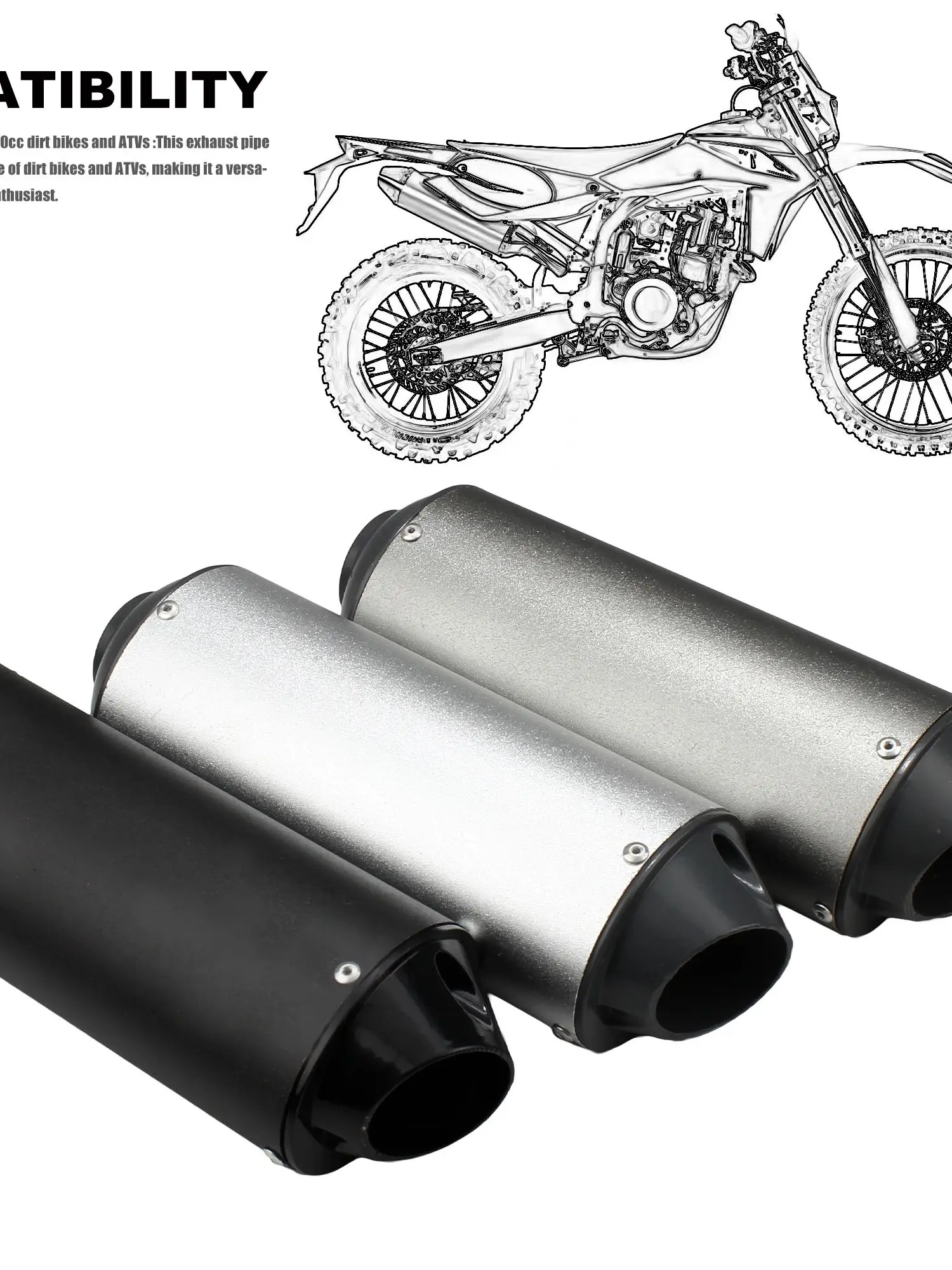 AliExpress PowerMotor Universal Motorcycle Exhaust Muffler Pipe 28mm 38mm for Honda KTM Kawasaki 110CC 125cc 150cc 160cc ATV Motocross Dirt Bike Parts