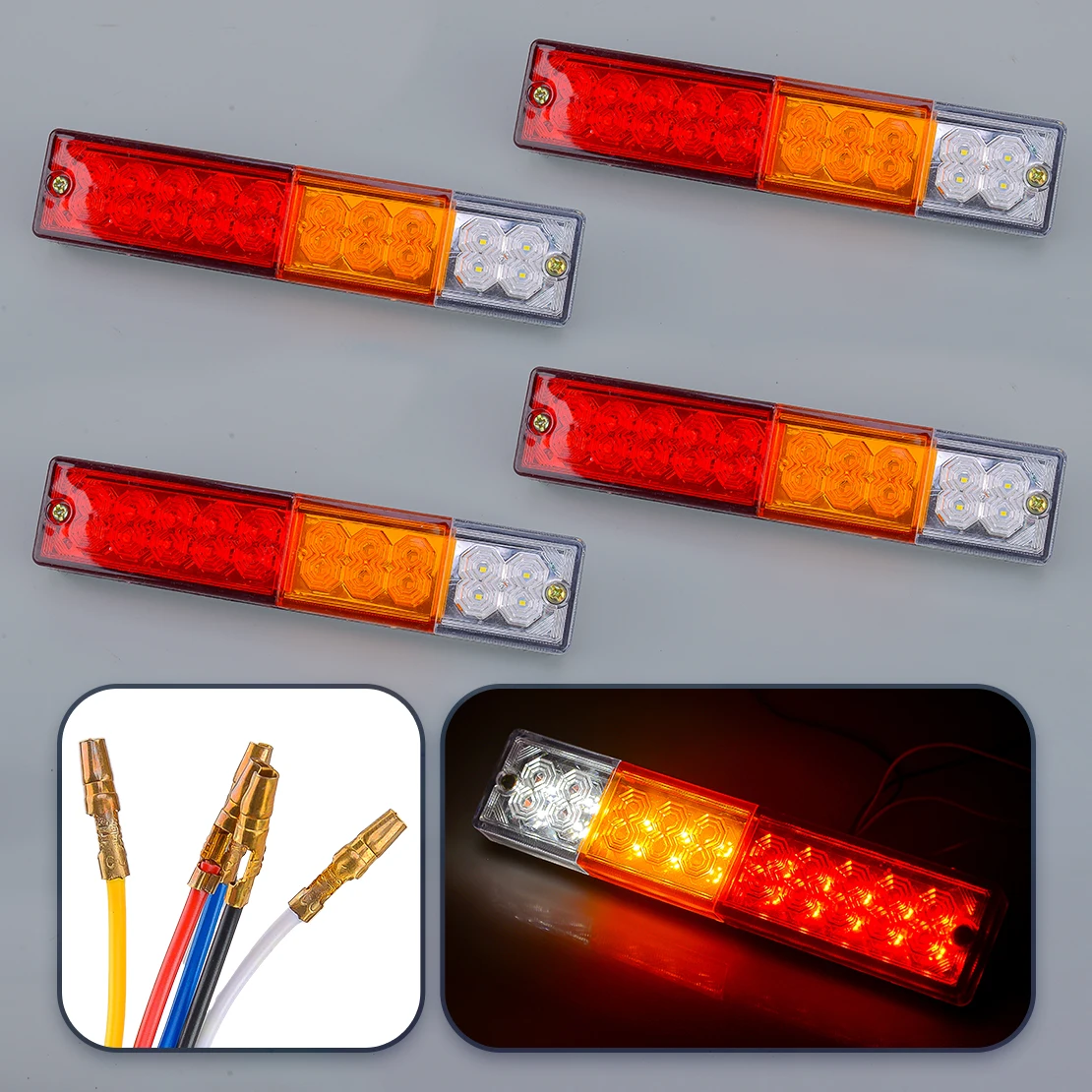 

4Pcs 12V-24V 20LED Waterproof Tail Light RV Camper Trailer Rear Turn Signal Lamp fit for Trucks Utes Boat Caravans