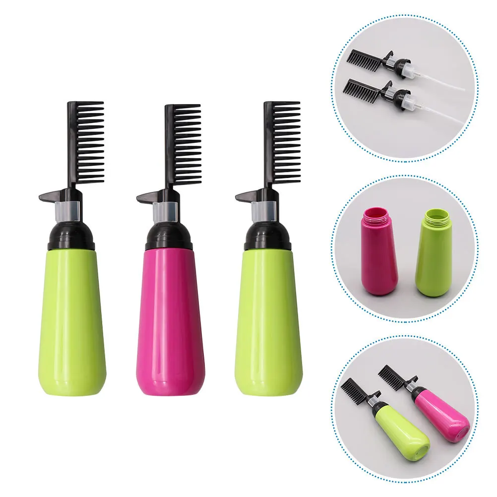 

3pcs 130Ml Hair Dye Bottle Comb Applicator For Salon Home Use Smooth Detangling Teeth Pet Material Styling Tool