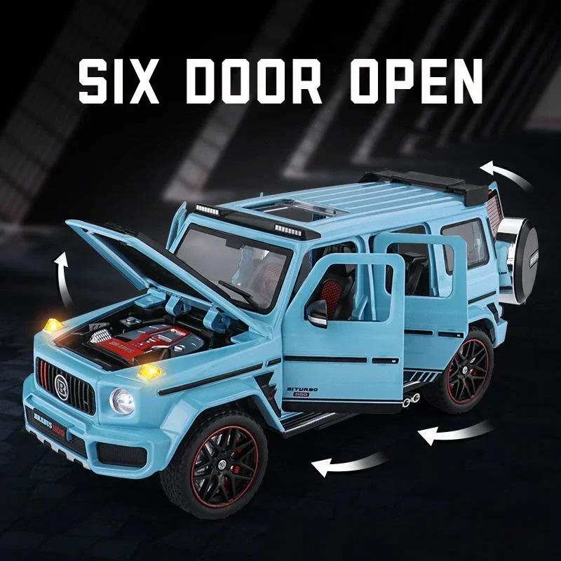 1:24 Mercedes Benz BRABUS G800 alta simulazione pressofuso in lega di metallo modello di auto Sound Light Pull Back Collection regalo giocattolo per bambini