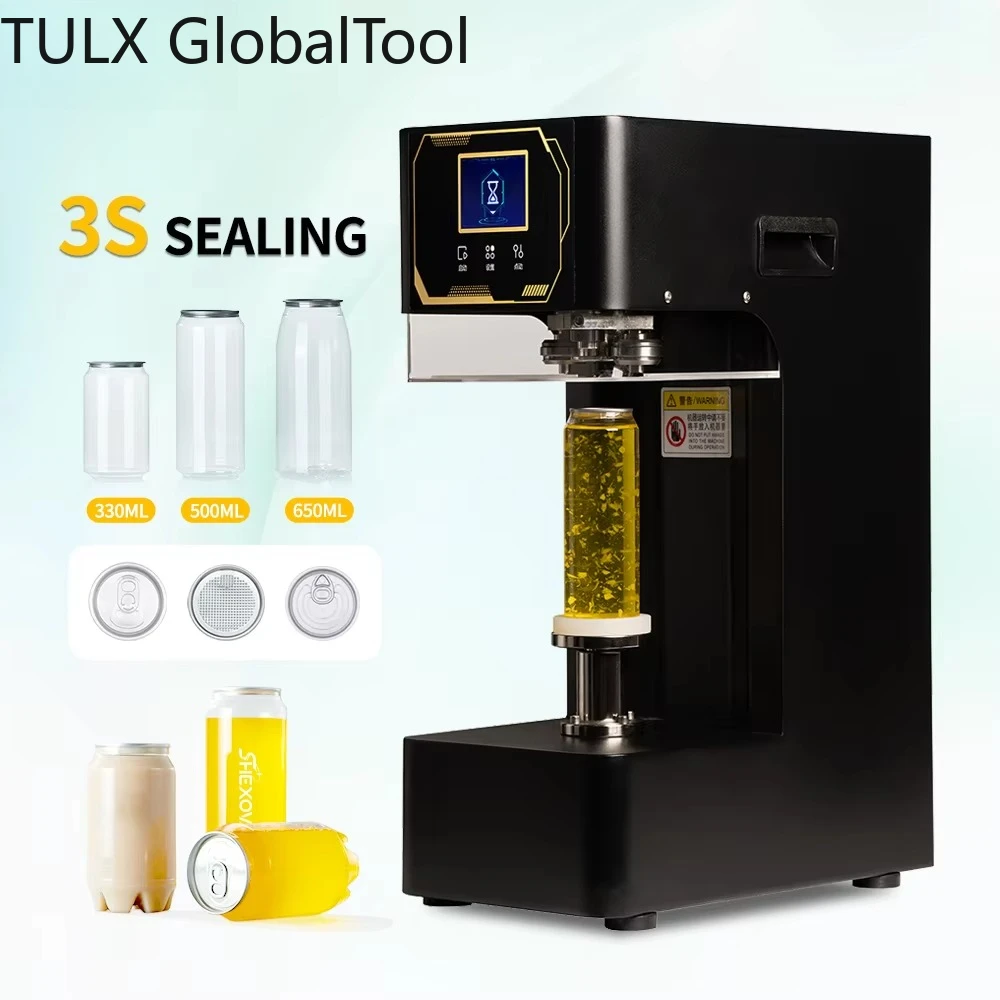 

TULX New Trending Automatic Counting Can Sealing Machine Tin Plastic Can Sealer with Lifting Cup Holder for Can in Coffee Juice