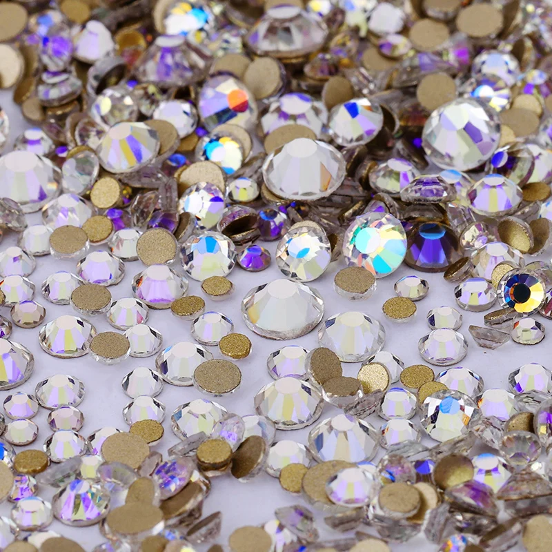 QIAO Kristall Non-Hotfix SS4-SS20 Gemischte Größen 1440 Stück Goldene Flache Strasssteine Dekorationen DIY Glitzersteine 3D Nagelkunst – Detail 13